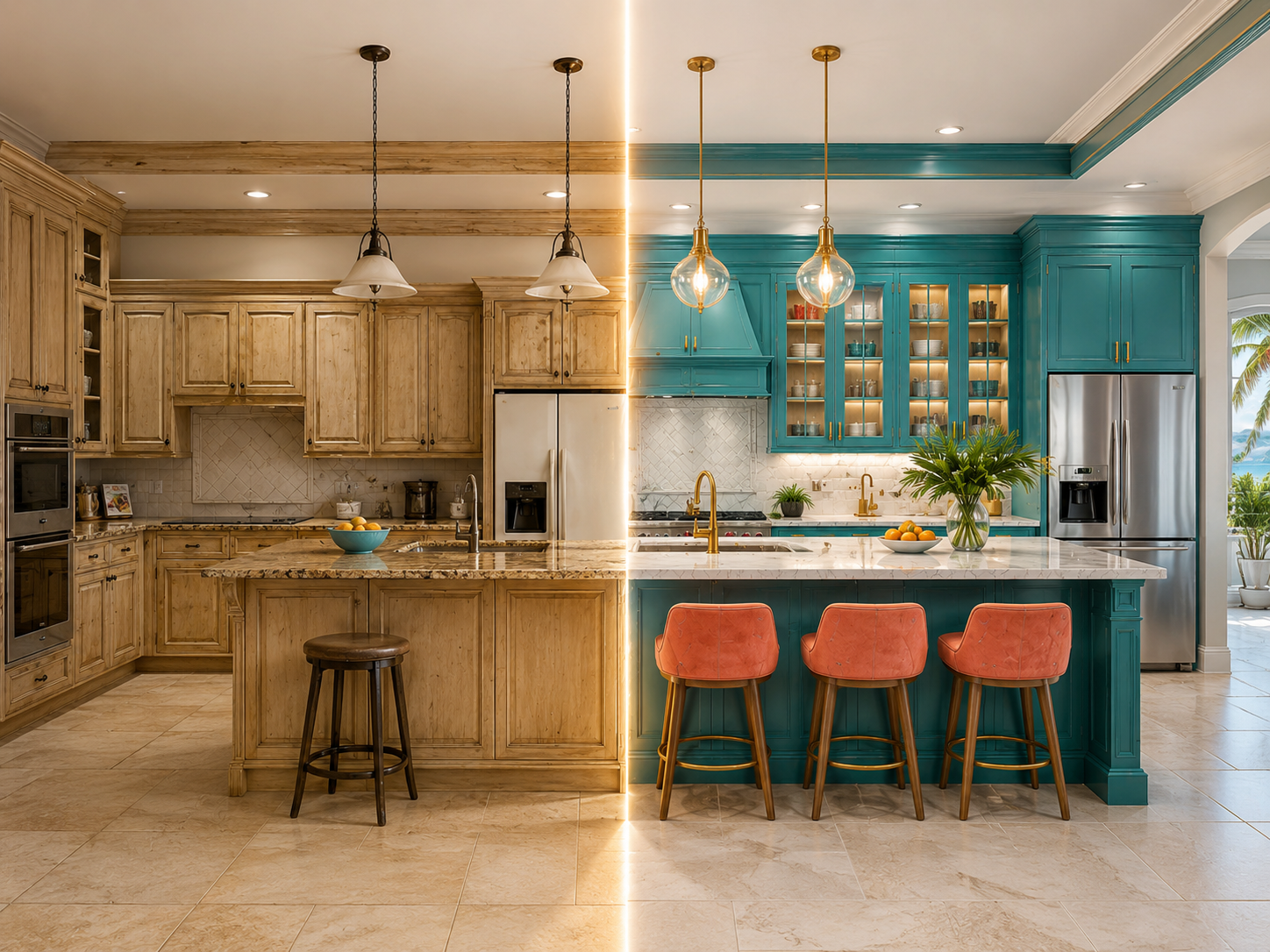 Before and after kitchen transformation