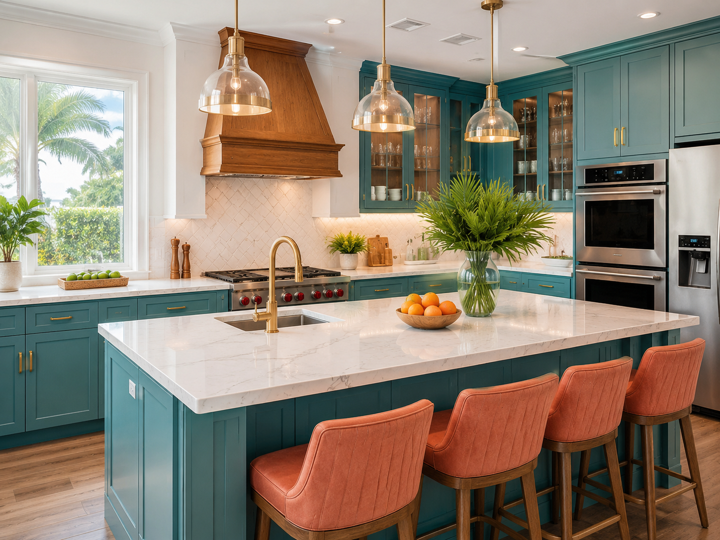 Bright refaced Florida kitchen after transformation